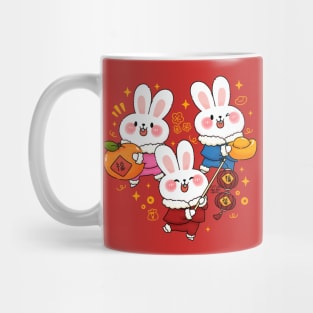 Three Bunnies Celebrate Chinese New Year Mug